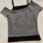 Y2K Fake Two-Piece American Sweet Short-Sleeved T-shirt