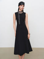 ZIQIAO French-Style Black Mini Dress