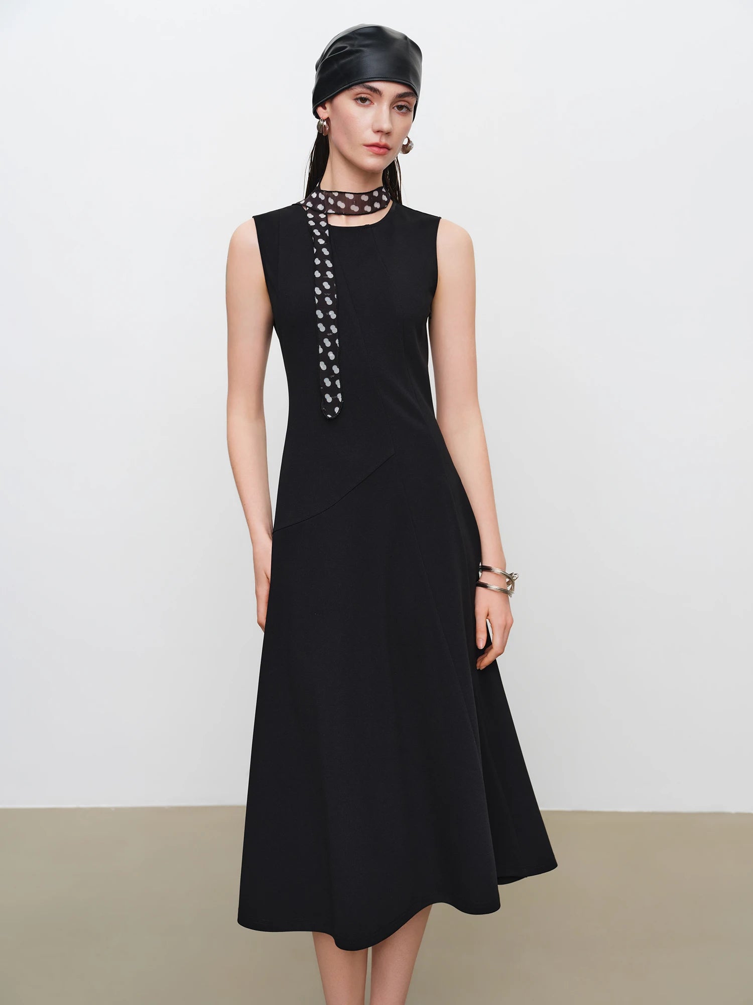 ZIQIAO French-style Black Mini Dress