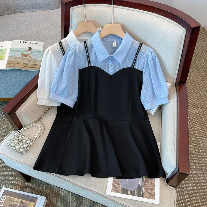 Elegant Blouse  Fake Two-piece