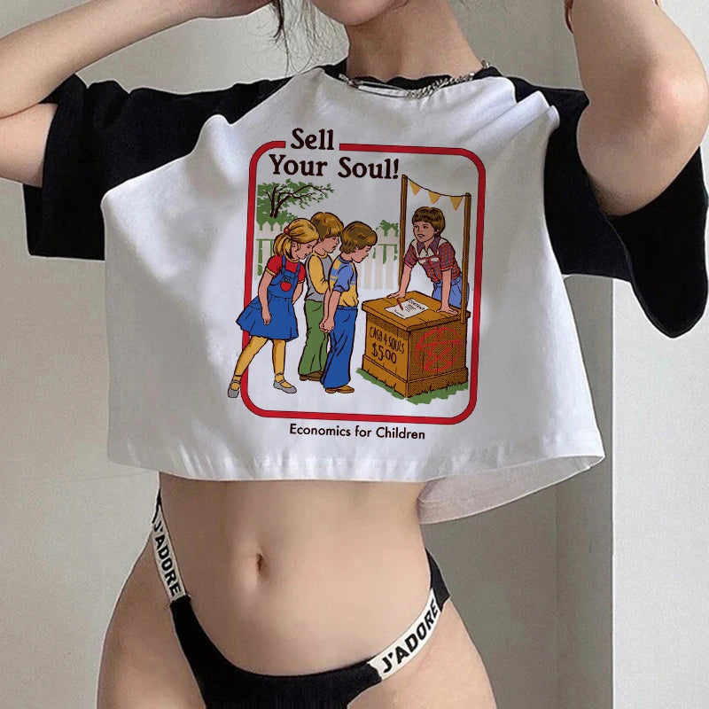 Gothic Horror Y2k Aesthetic  Crop Top