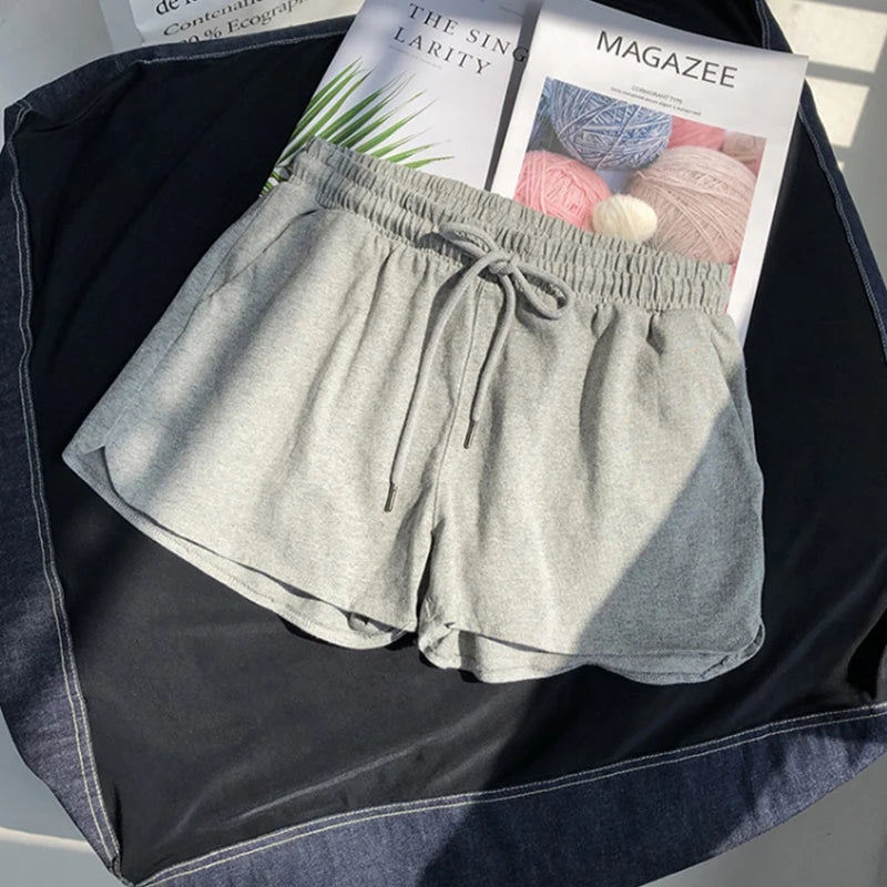 High waisted elastic sports shorts