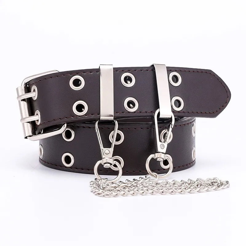 Gothic Double Ring Belt with Chain