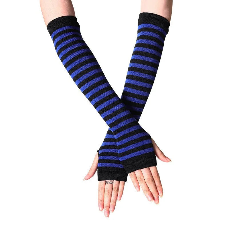 Striped Knitted Arm Warmers
