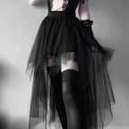 Punk Net Yarn High-Waisted Asymmetric Skirt