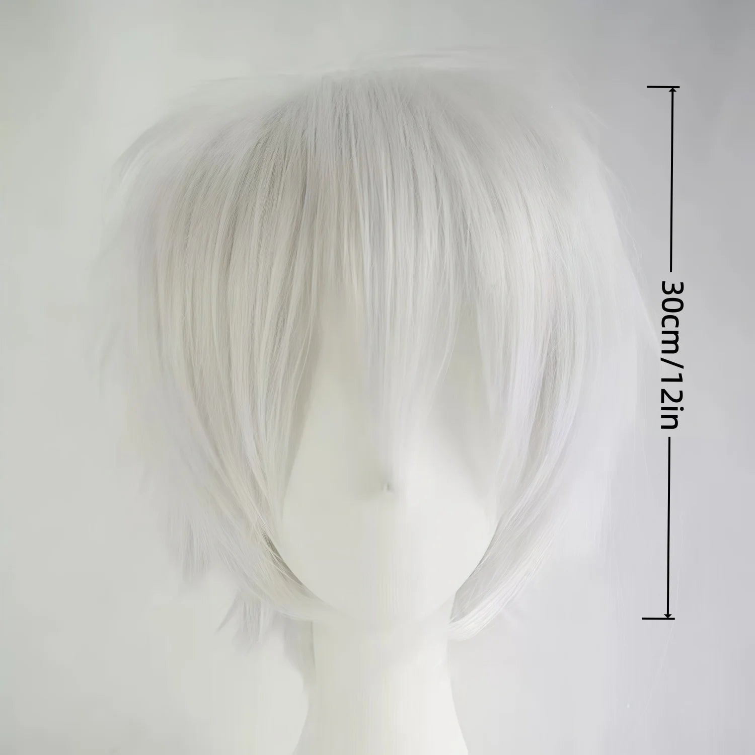 short white synthetic straight and fluffy wig