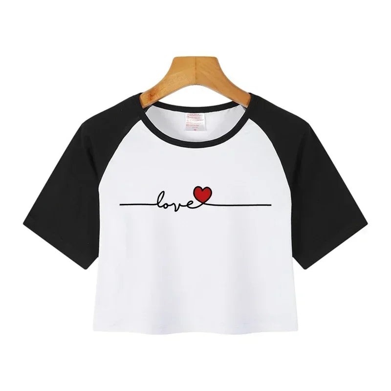Y2K Casual Crop  Tee Shirt