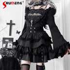 Gothic Dark Subculture Print Short Dress