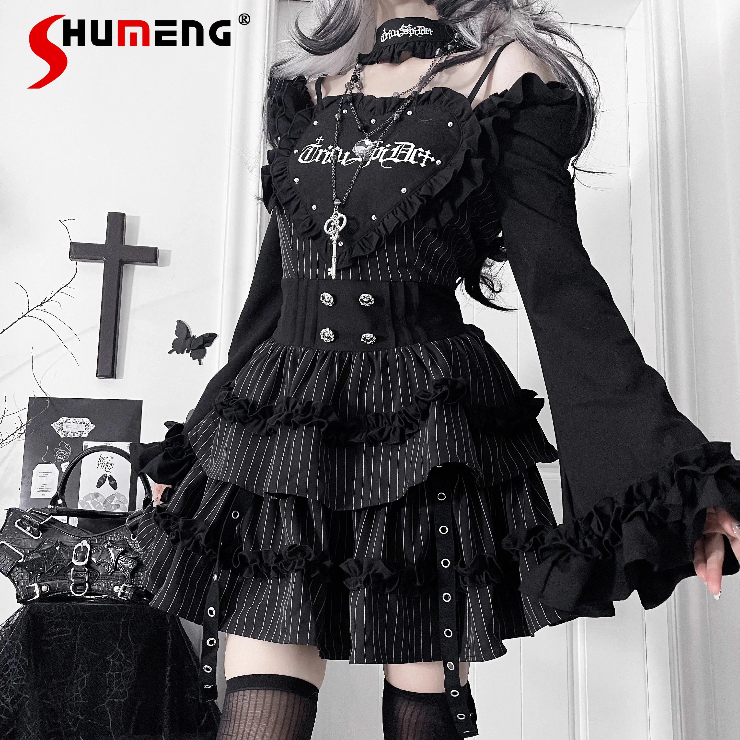 Gothic Dark Subculture Print Short Dress