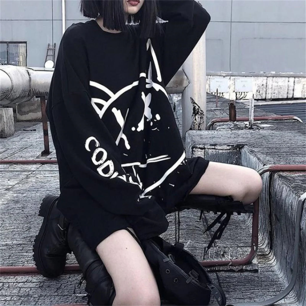 Punk Oversized Long Sleeve T-Shirt