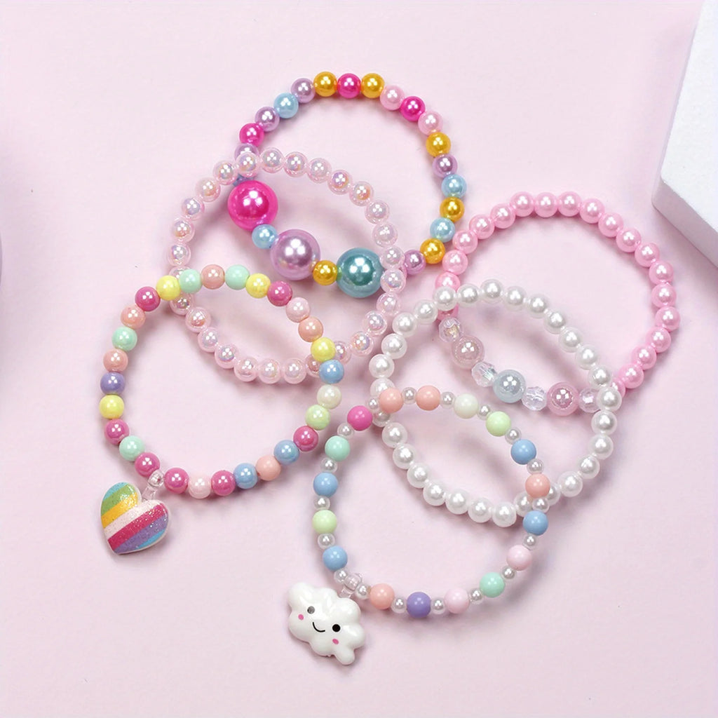 Colorful Acrylic Beaded Bracelet 6-Pack