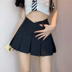 V Waist Casual Pleated Skirts