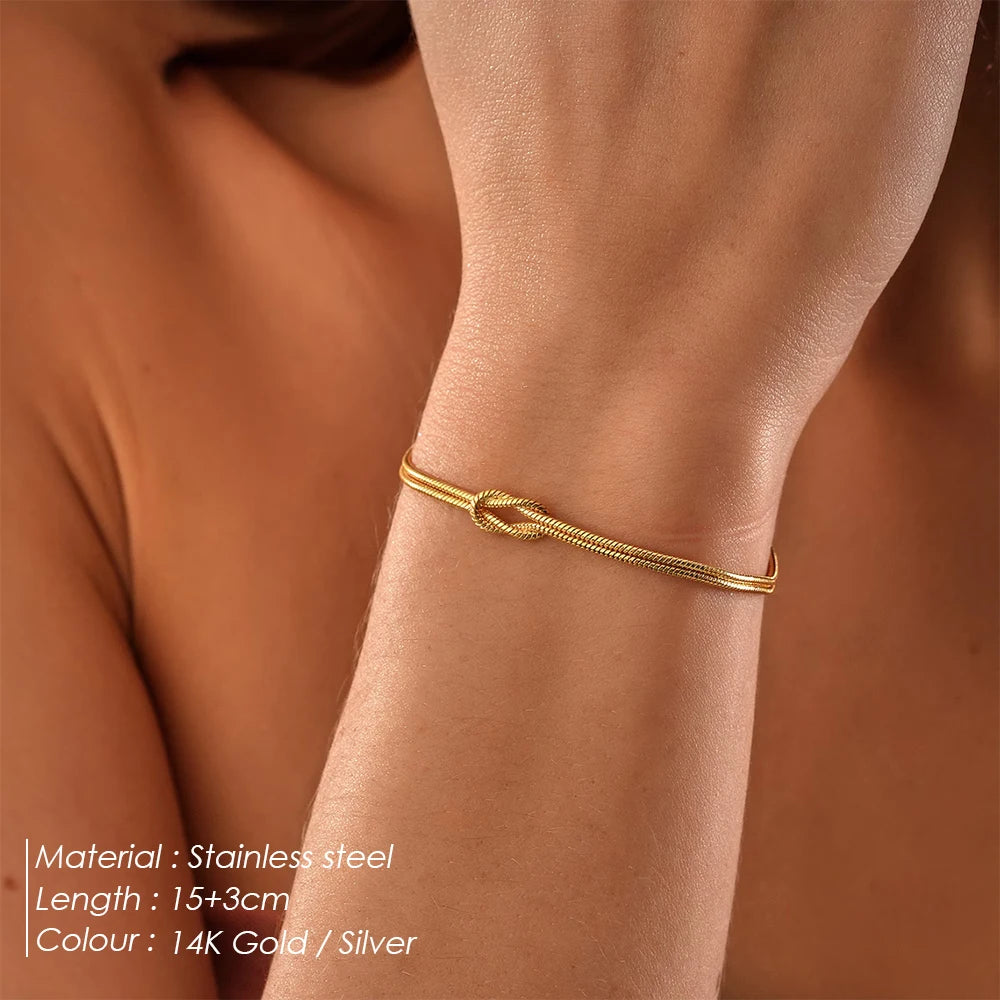 EMancoStainless Steel Gold Plated Knotted  Bracelets