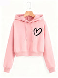 Y2K Heart Print Cropped Sweatshirt