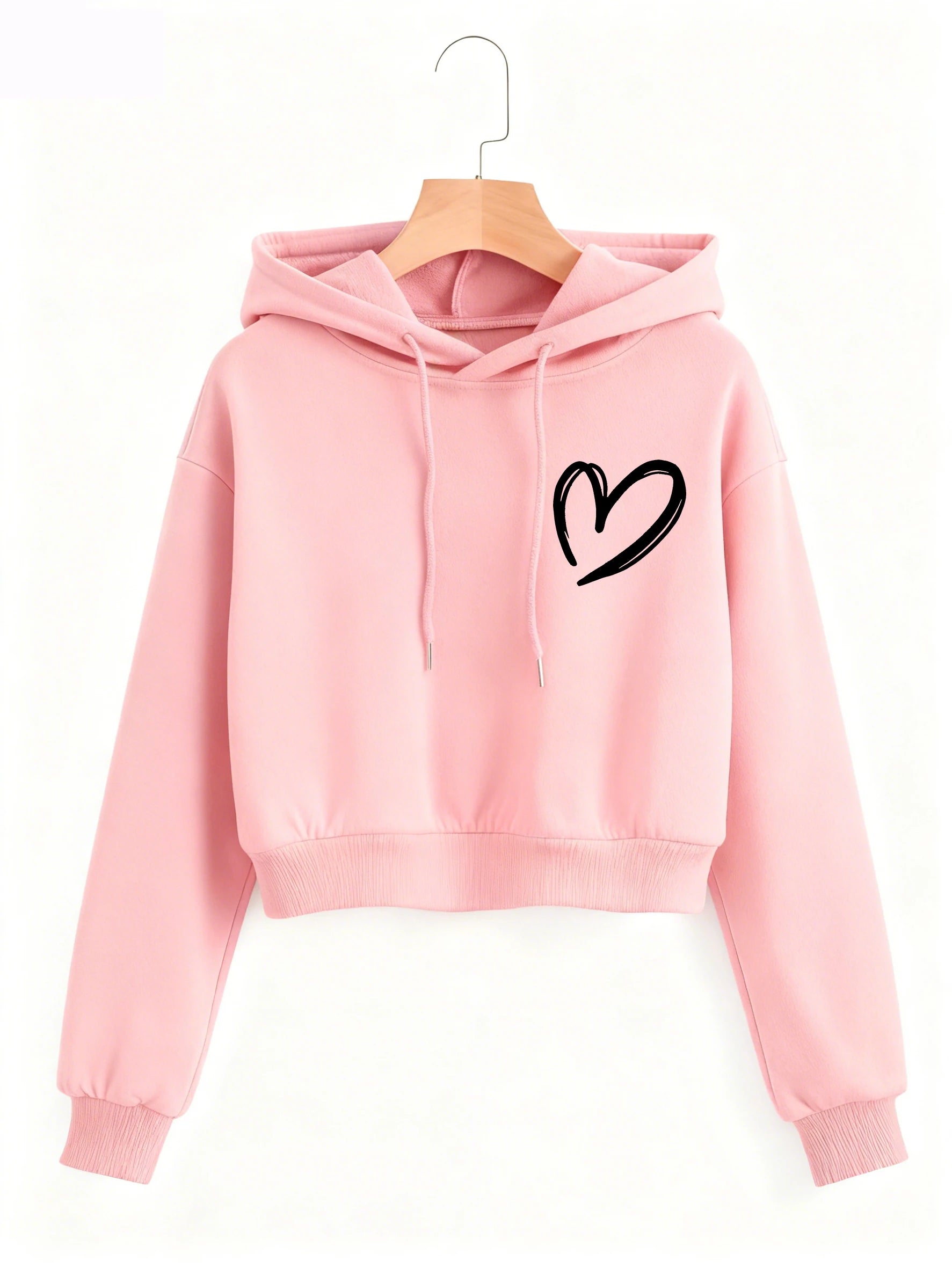 Y2K Heart Print Cropped Sweatshirt