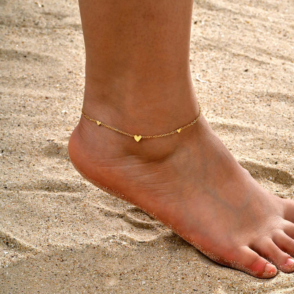 Stainless Steel Heart Anklets
