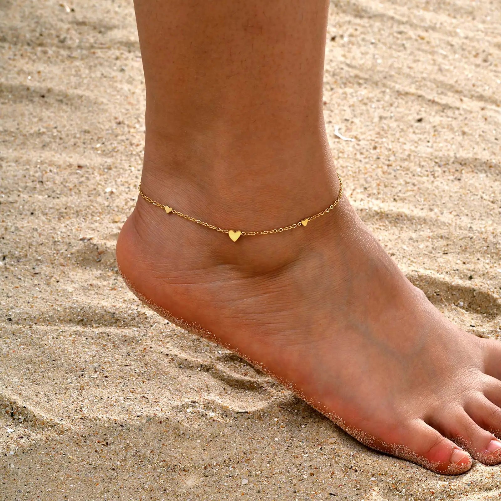 Stainless Steel Heart Anklets