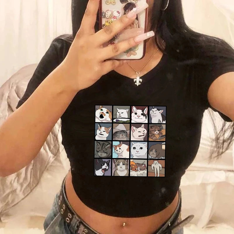 Funny Cat  Crop Top