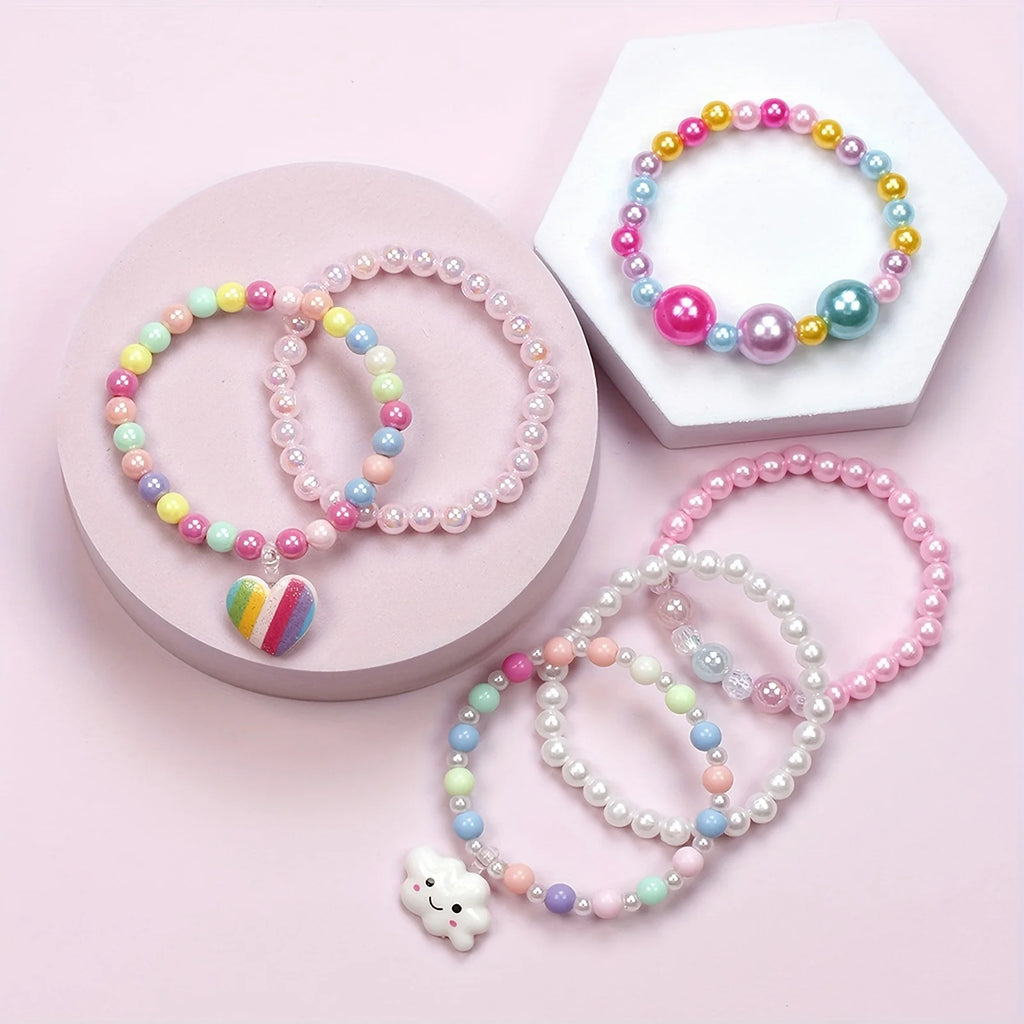 Colorful Acrylic Beaded Bracelet 6-Pack