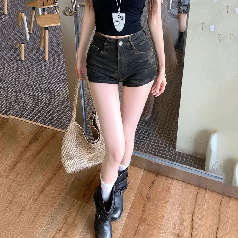 Camouflage Denim Shorts