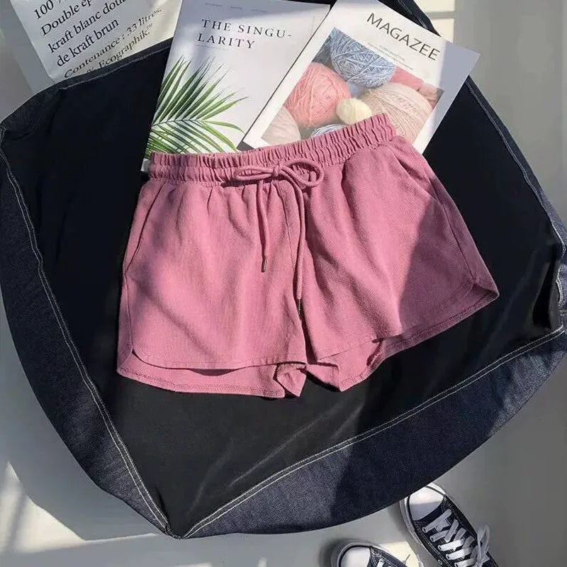 High waisted elastic sports shorts