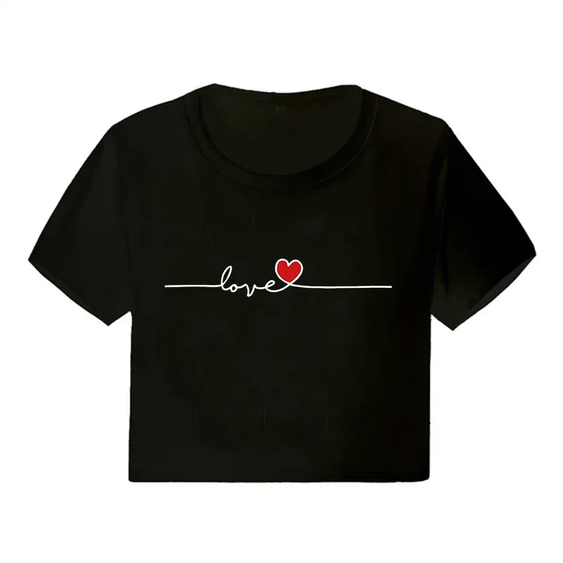 Y2K Casual Crop  Tee Shirt
