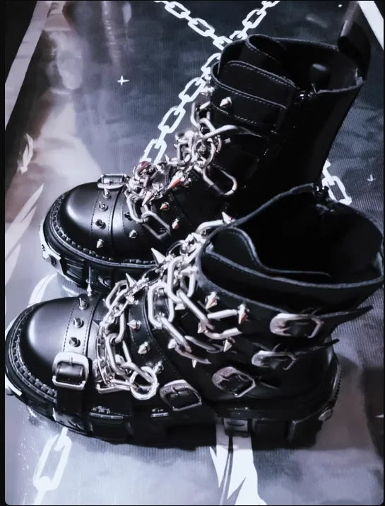Gothic  Chain Heel Boots