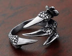 Stainless Steel Vintage Silver Dragon Claw Ring