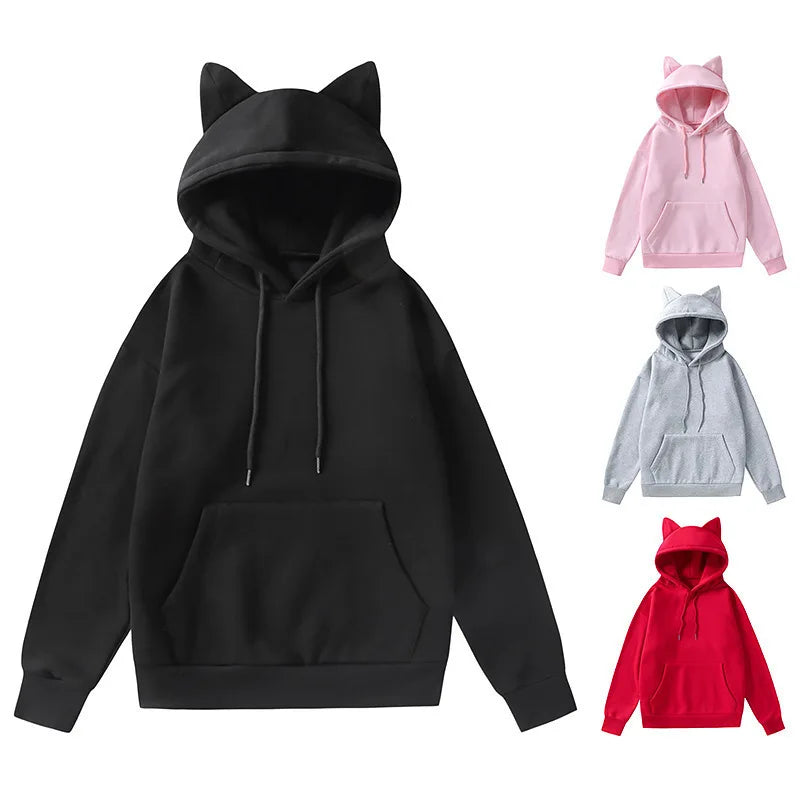 Cat Ear Design Hooded Fleece Hoodie