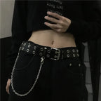 Gothic Double Ring Belt with Chain