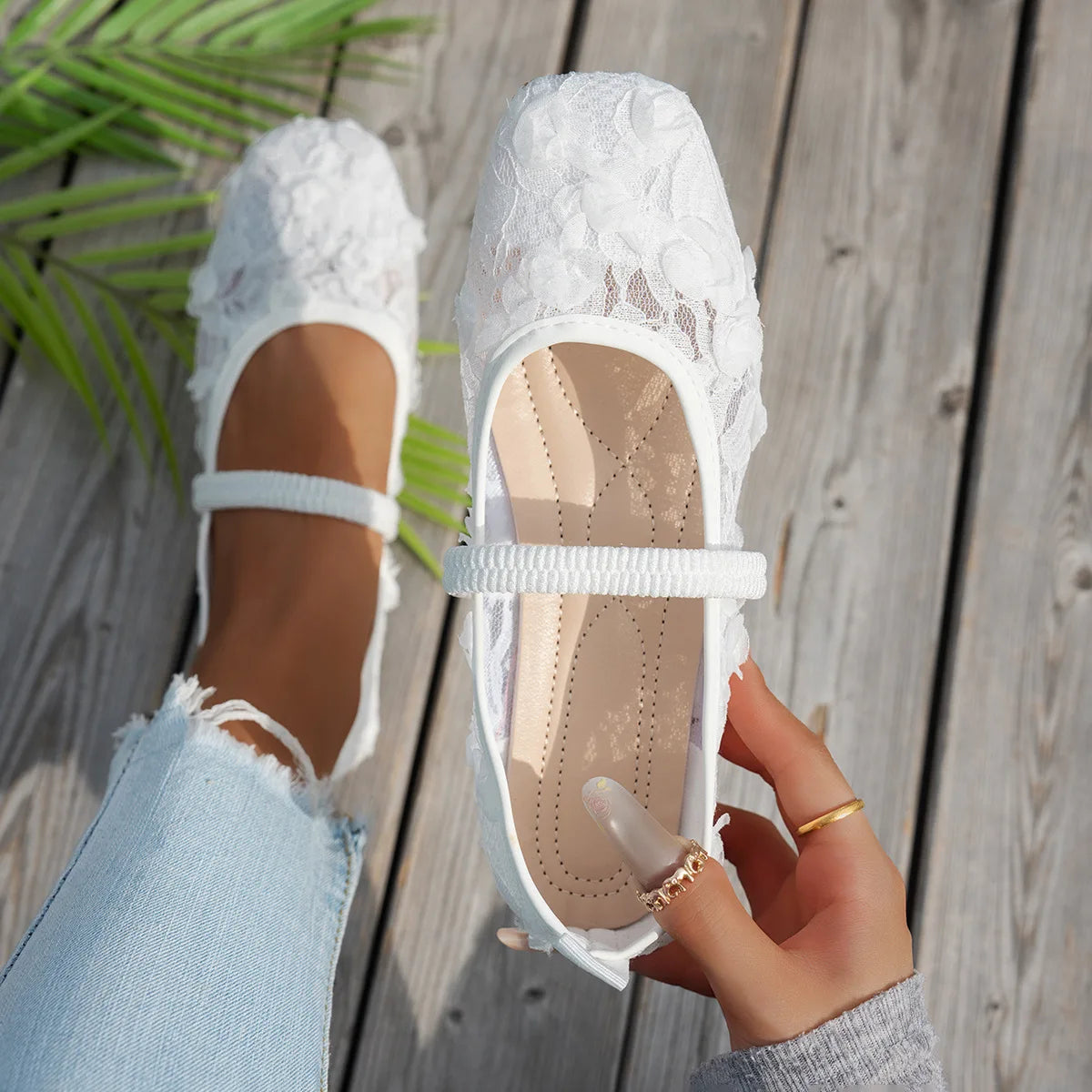 Lace Flower Flat  Shoes