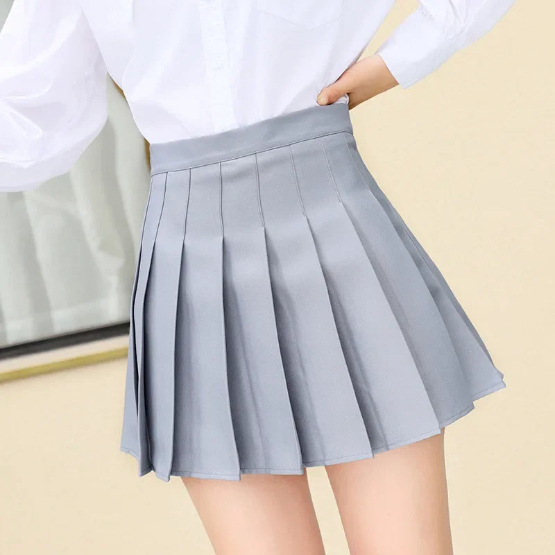 High Waist School Pleated Mini Skirts