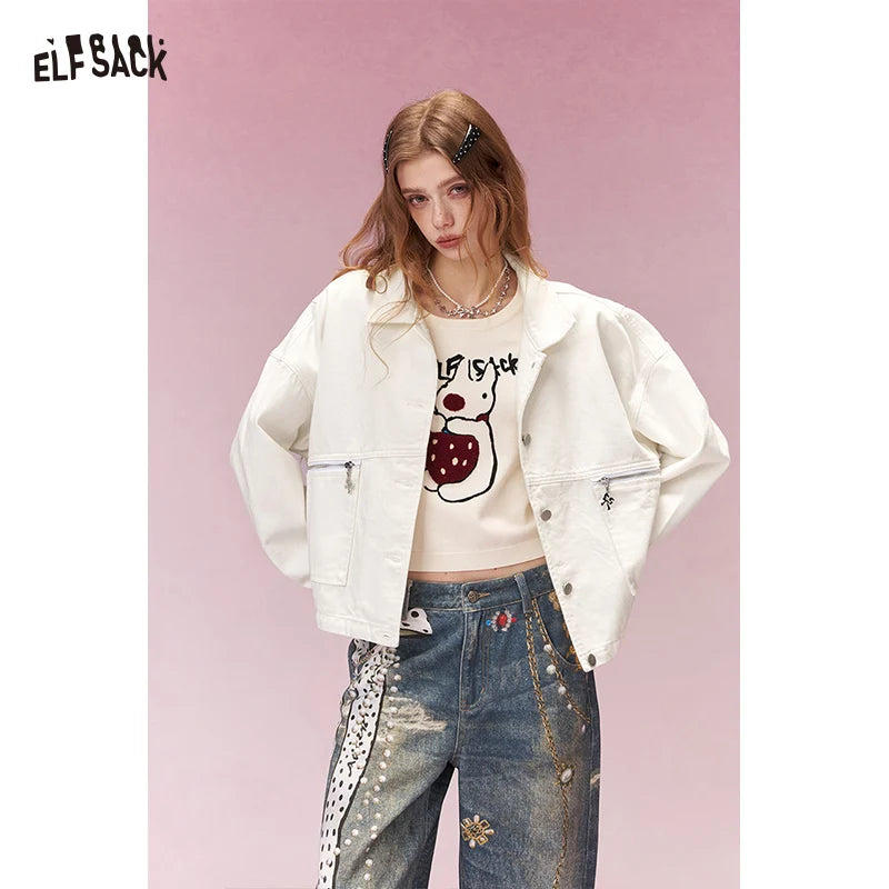 ELFSACK Denim Streetwear Jacket