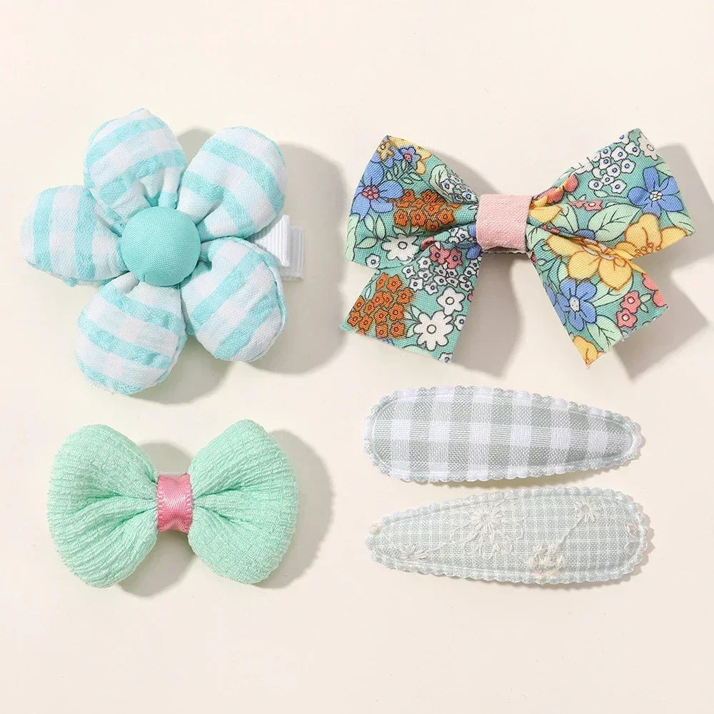 5Pcs/Set Cute Floral  Mini  Hair Clip Cute Floral