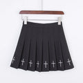 Black/white High Waist Mini Skirts Cross Print