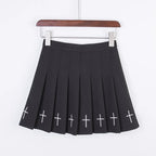 Black/white High Waist Mini Skirts Cross Print