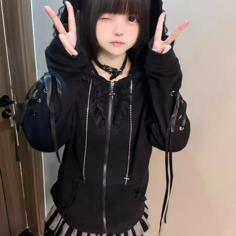 Y2k  Kawaii Cat Ears Hooded Hoodie