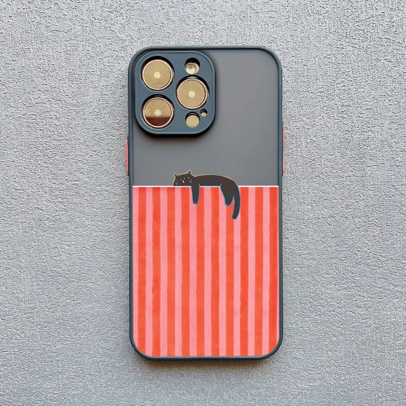 Artistic  Cat Striped Pattern Phone Case For iPhone
