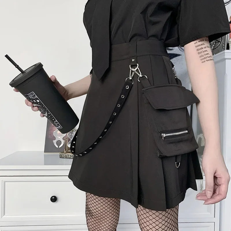 High Waist Streetwear Black Skirt