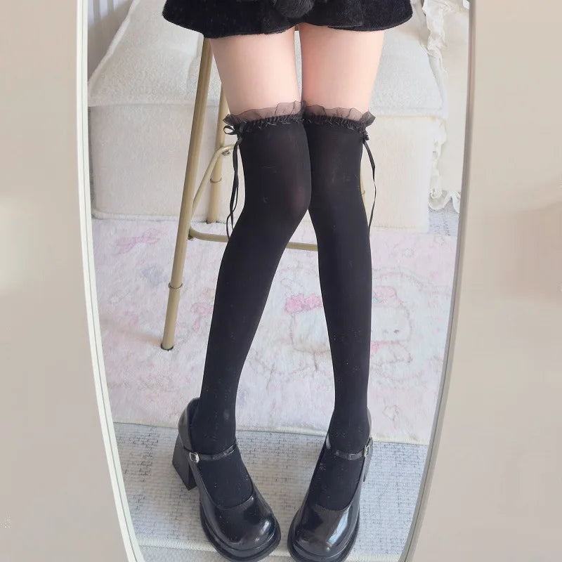 Lace Bow Thigh Highs