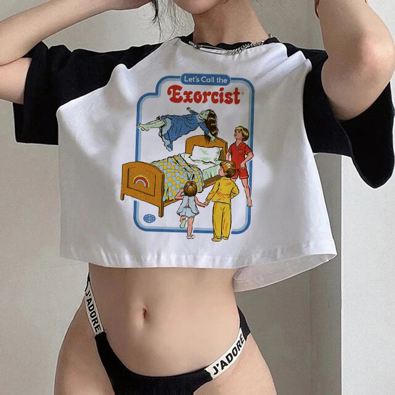 Gothic Horror Y2k Aesthetic  Crop Top