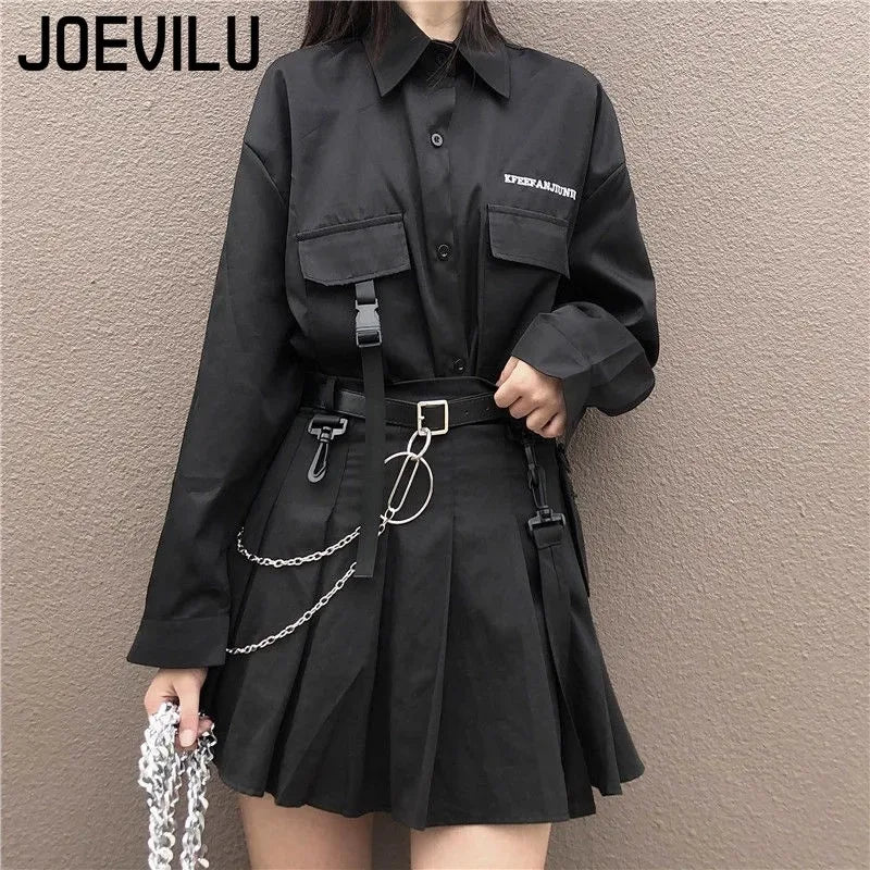 Gothic Pleated Y2k  Skirt