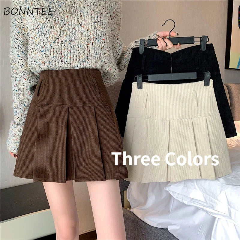 Pleated Corduroy Skirts