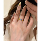 925 Sterling Silver Colorful Four-Leaf Petal Ring