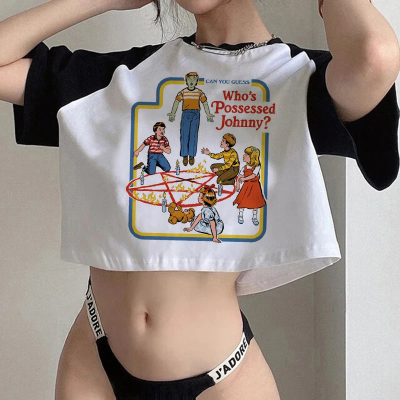 Gothic Horror Y2k Aesthetic  Crop Top