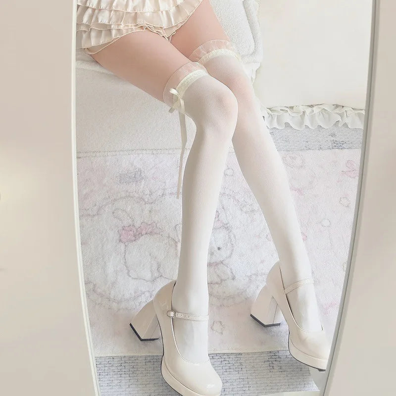 Lace Bow Thigh Highs