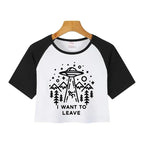 Y2K Casual Crop  Tee Shirt