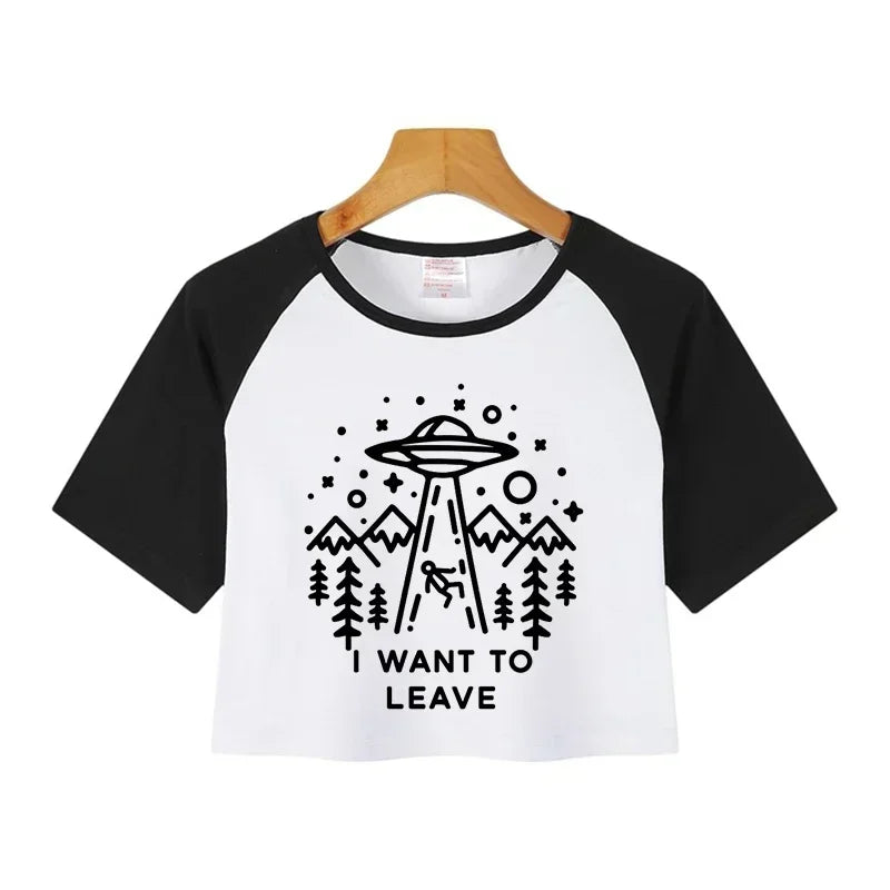 Y2K Casual Crop  Tee Shirt