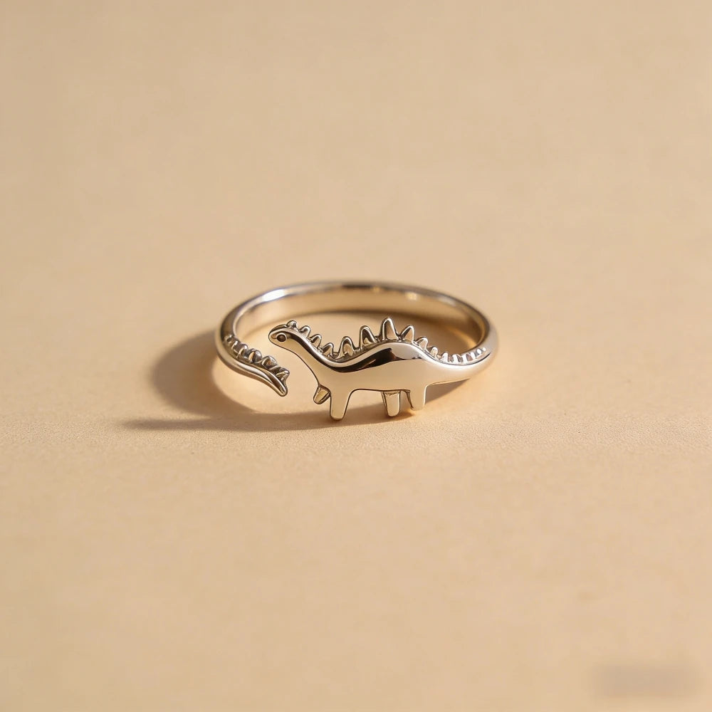 925 silver plated  cute dinosaur ring set