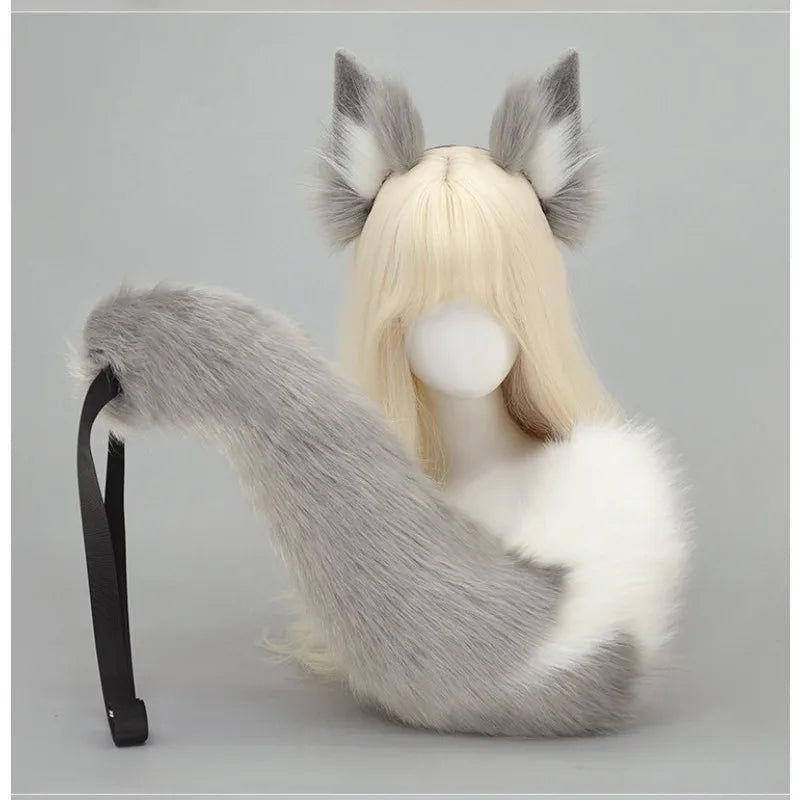 2Pcs/set Furry Fox Ear/Tail